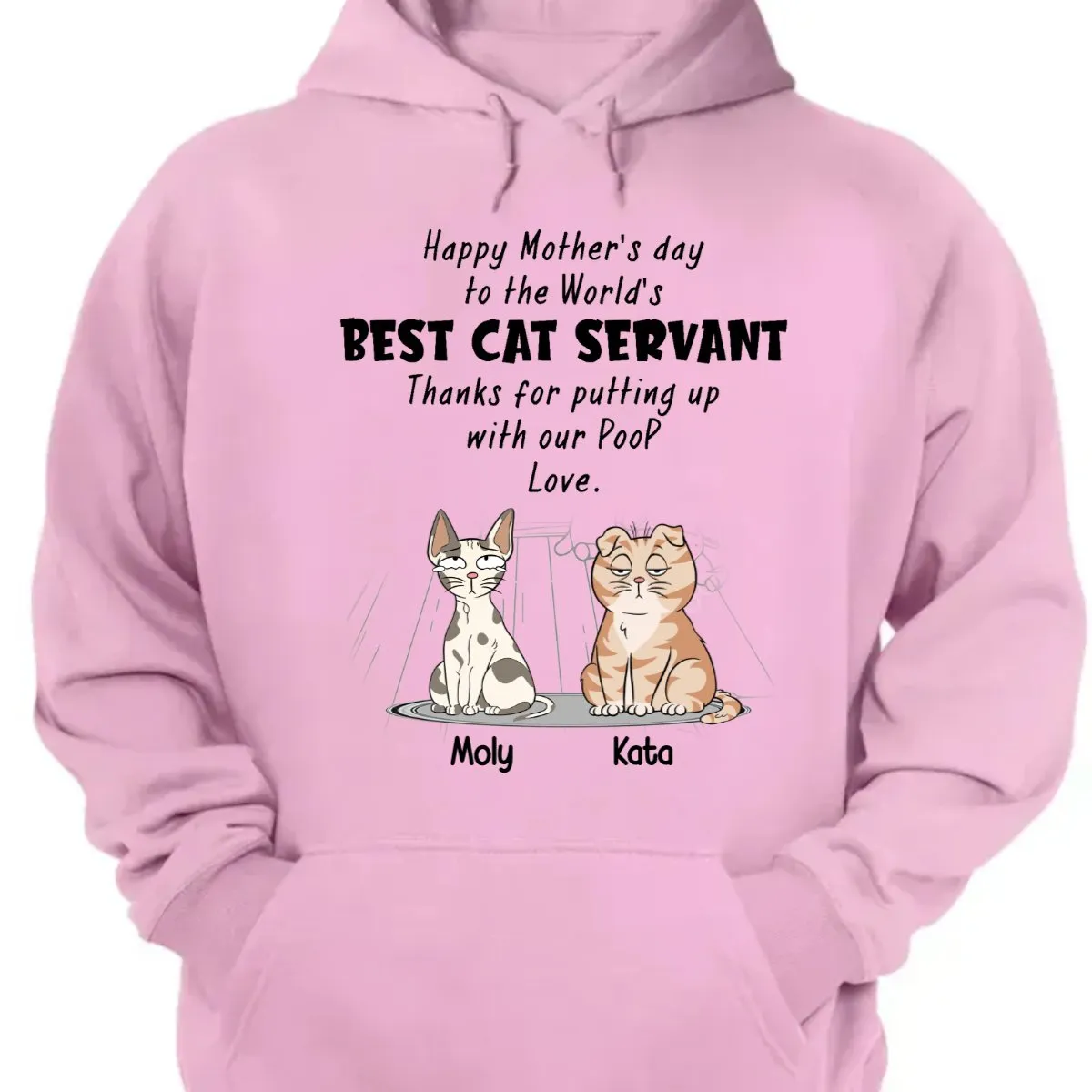 Cat Lovers - Happy Mother's Day To The World Best Cat Servant - Personalized Unisex T-shirt, Hoodie, Sweatshirt (TC)