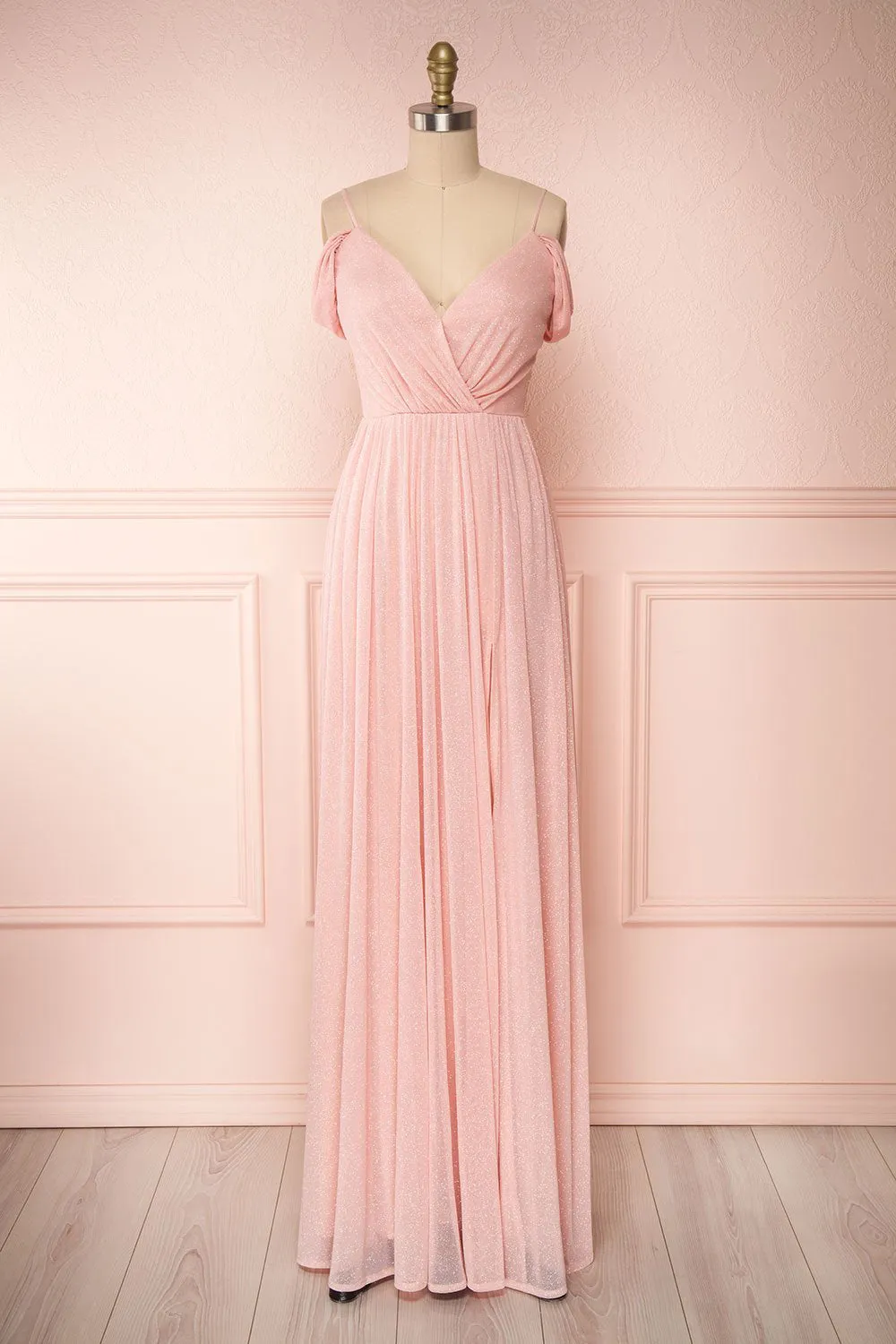 Cephee Blush | Pink Maxi Glitter Dress