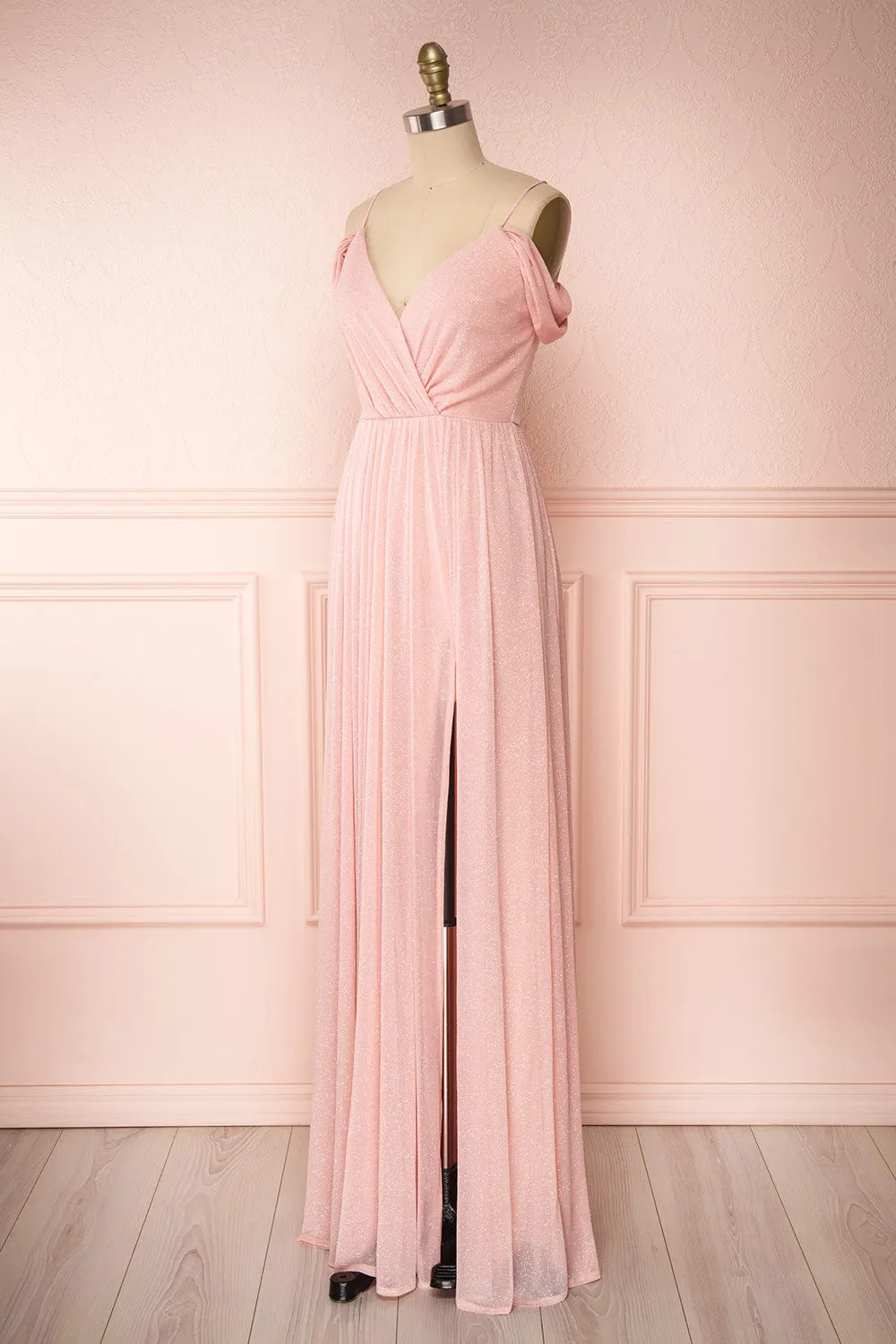 Cephee Blush | Pink Maxi Glitter Dress