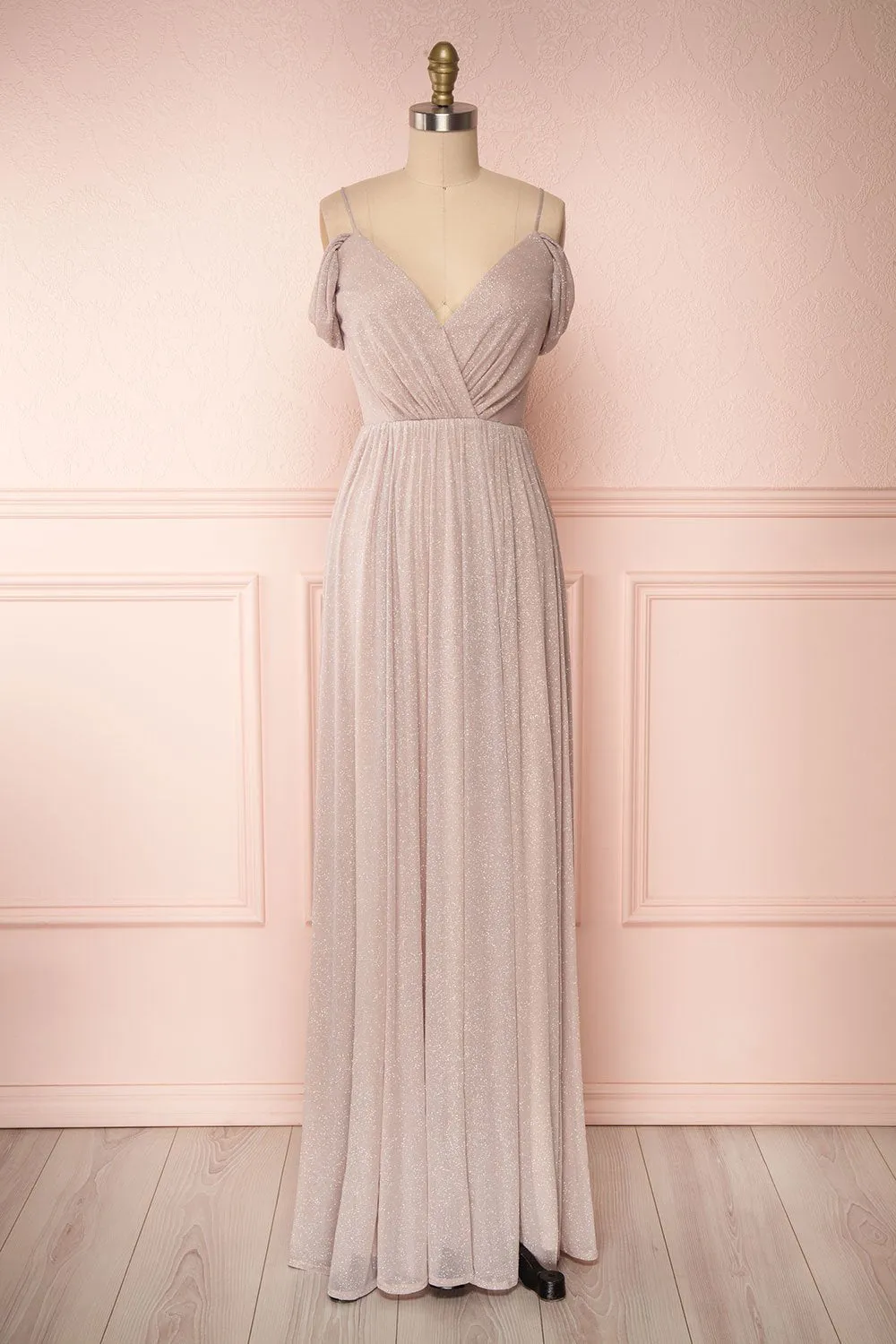 Cephee Taupe | Maxi Glitter Dress