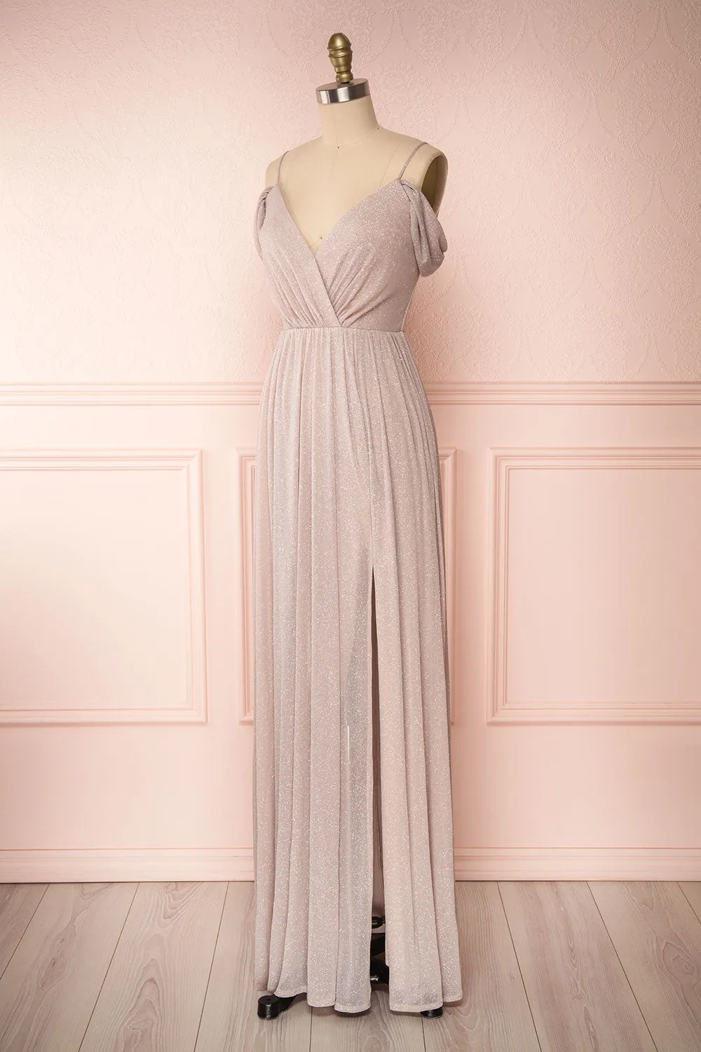 Cephee Taupe | Maxi Glitter Dress