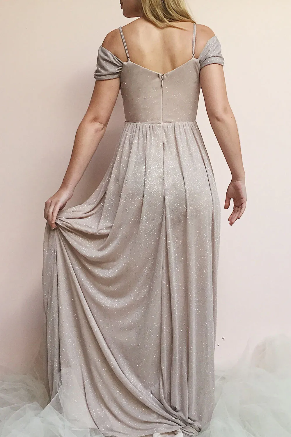 Cephee Taupe | Maxi Glitter Dress