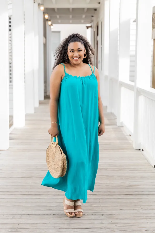 Choose Fate Teal High Neck Midi Dress FINAL SALE