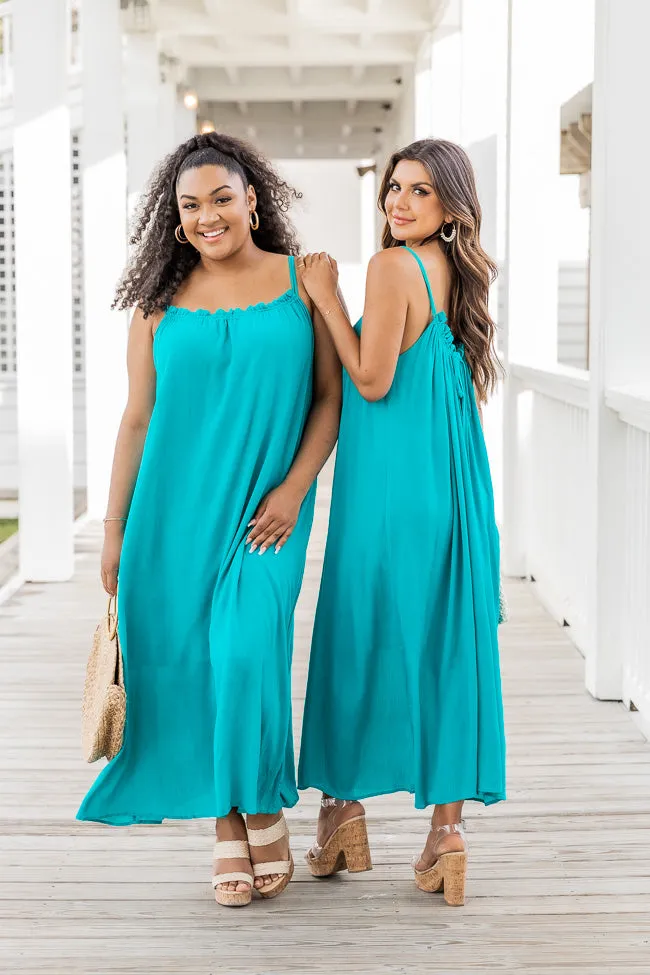 Choose Fate Teal High Neck Midi Dress FINAL SALE