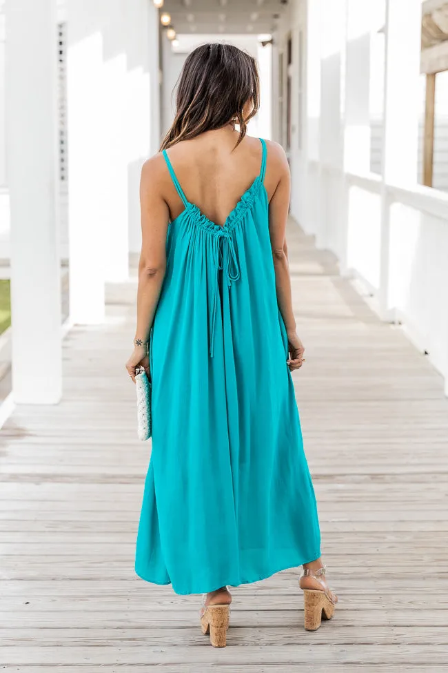 Choose Fate Teal High Neck Midi Dress FINAL SALE