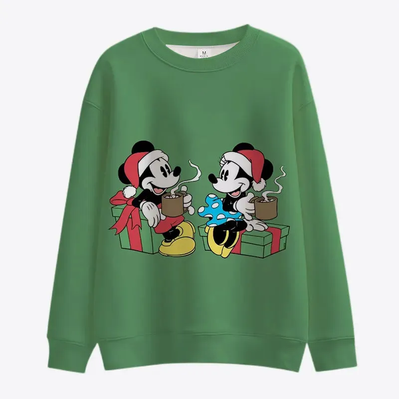 Christmas Mickey and Minnie Crew Collar Sweatshirt