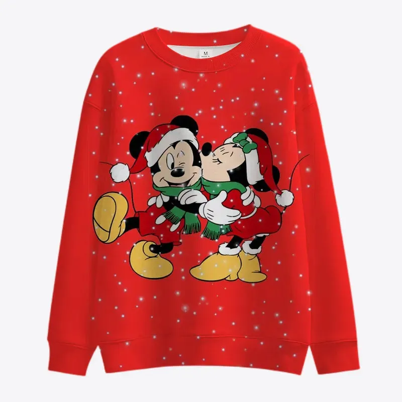 Christmas Mickey and Minnie Crew Collar Sweatshirt