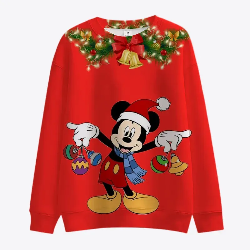 Christmas Mickey and Minnie Crew Collar Sweatshirt