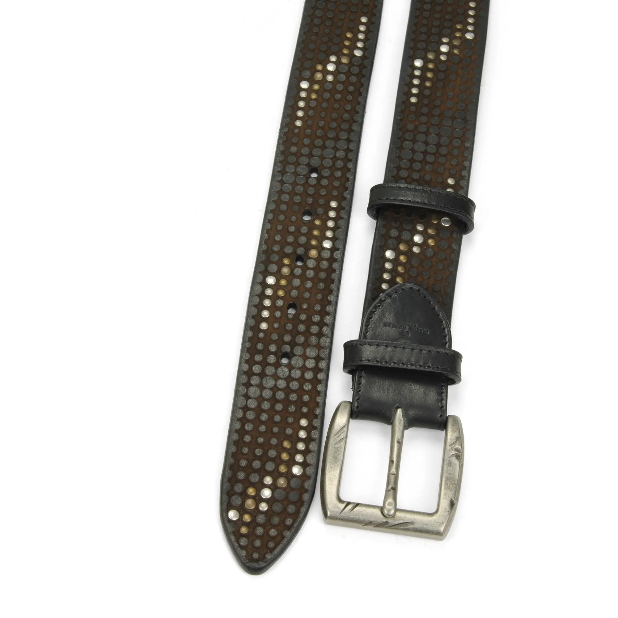 Clyde Black/Brown Vintage Feel Chunky Studded Belt