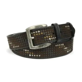 Clyde Black/Brown Vintage Feel Chunky Studded Belt