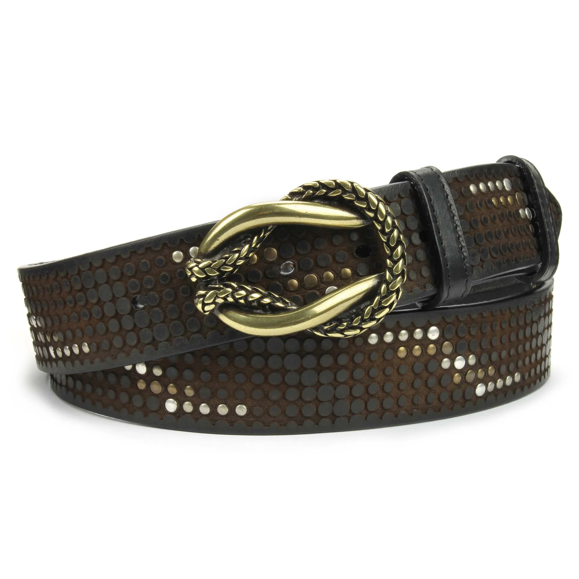 Clyde Black/Brown Vintage Feel Reef Studded Belt