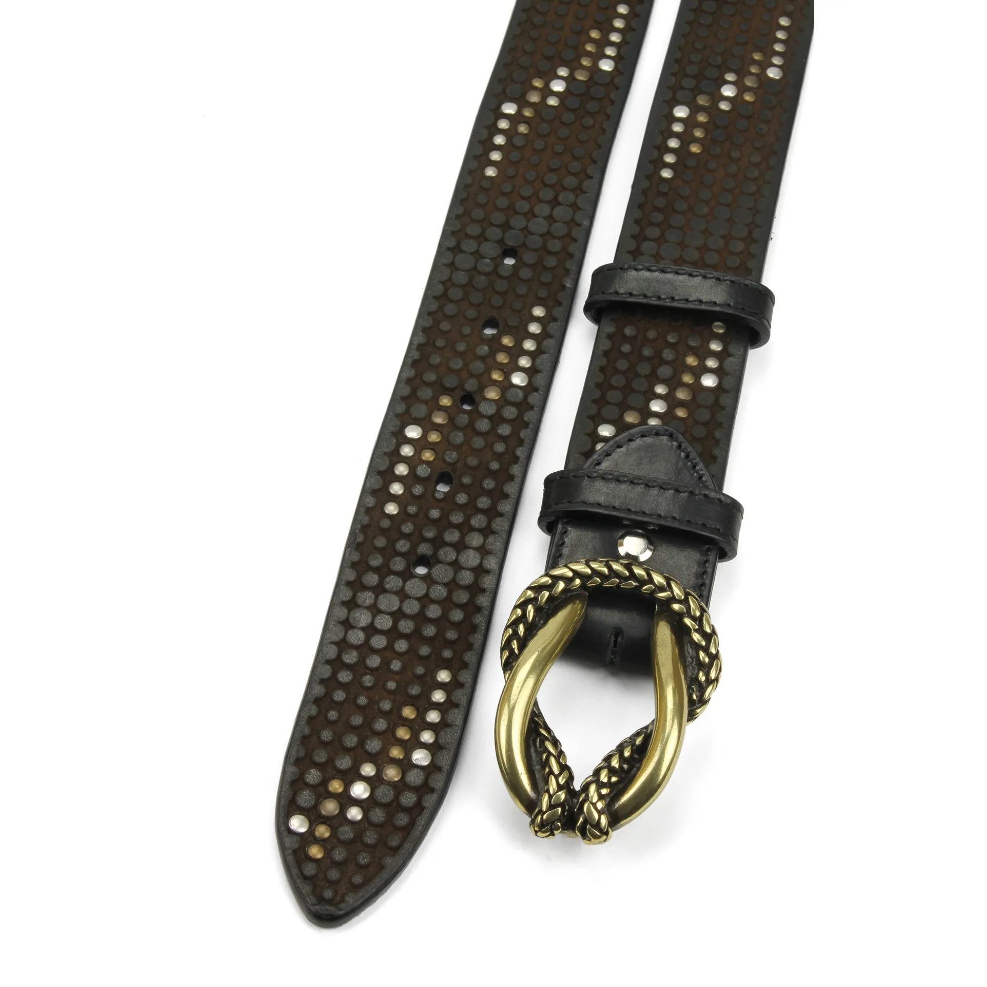 Clyde Black/Brown Vintage Feel Reef Studded Belt