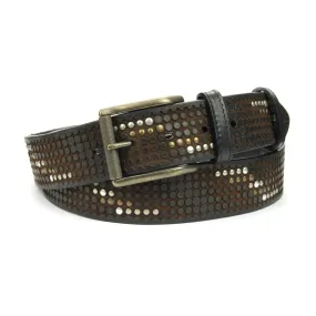 Clyde Black/Brown Vintage Feel Studded Belt