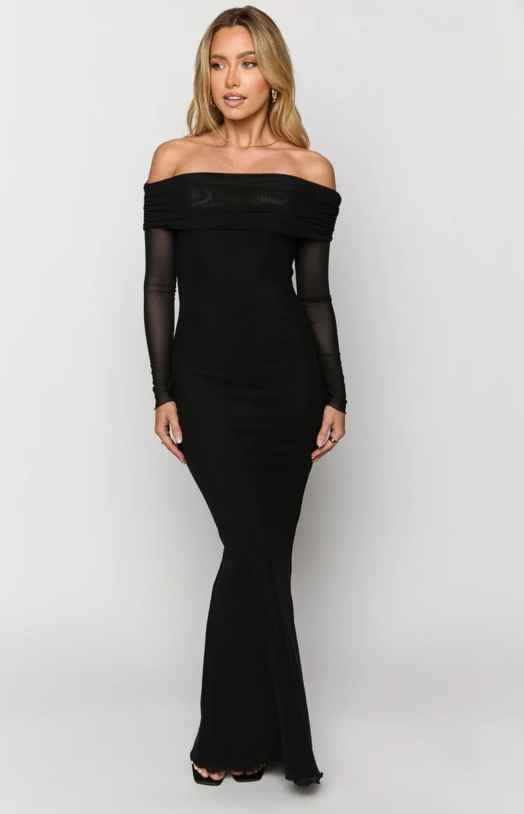 Coraline Black Long Sleeve Maxi Dress