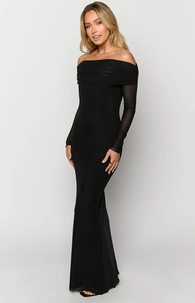 Coraline Black Long Sleeve Maxi Dress