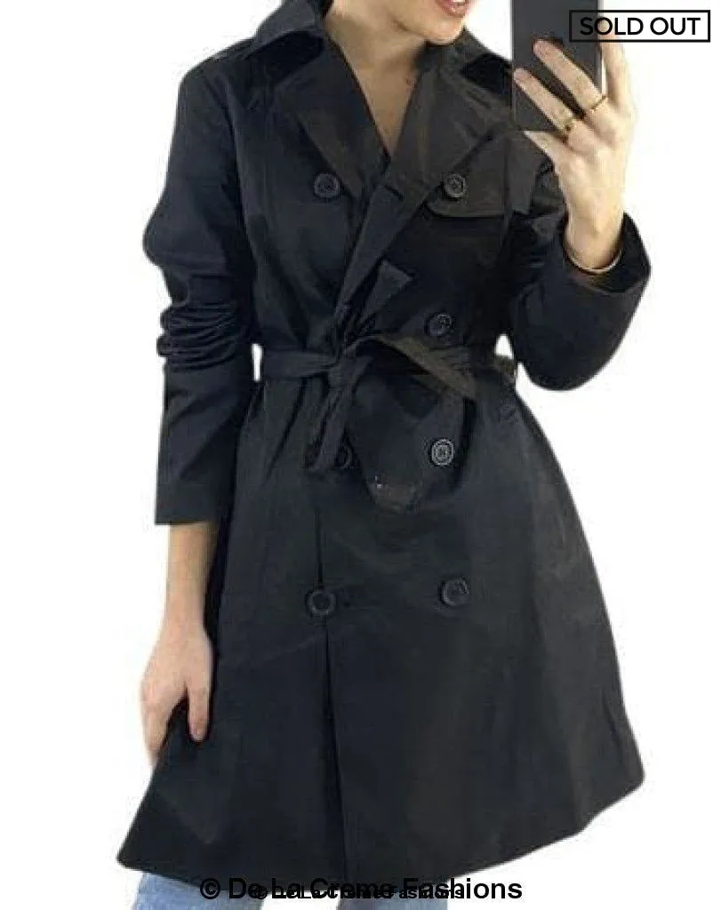 Cotton Blend Belted Trench Coat