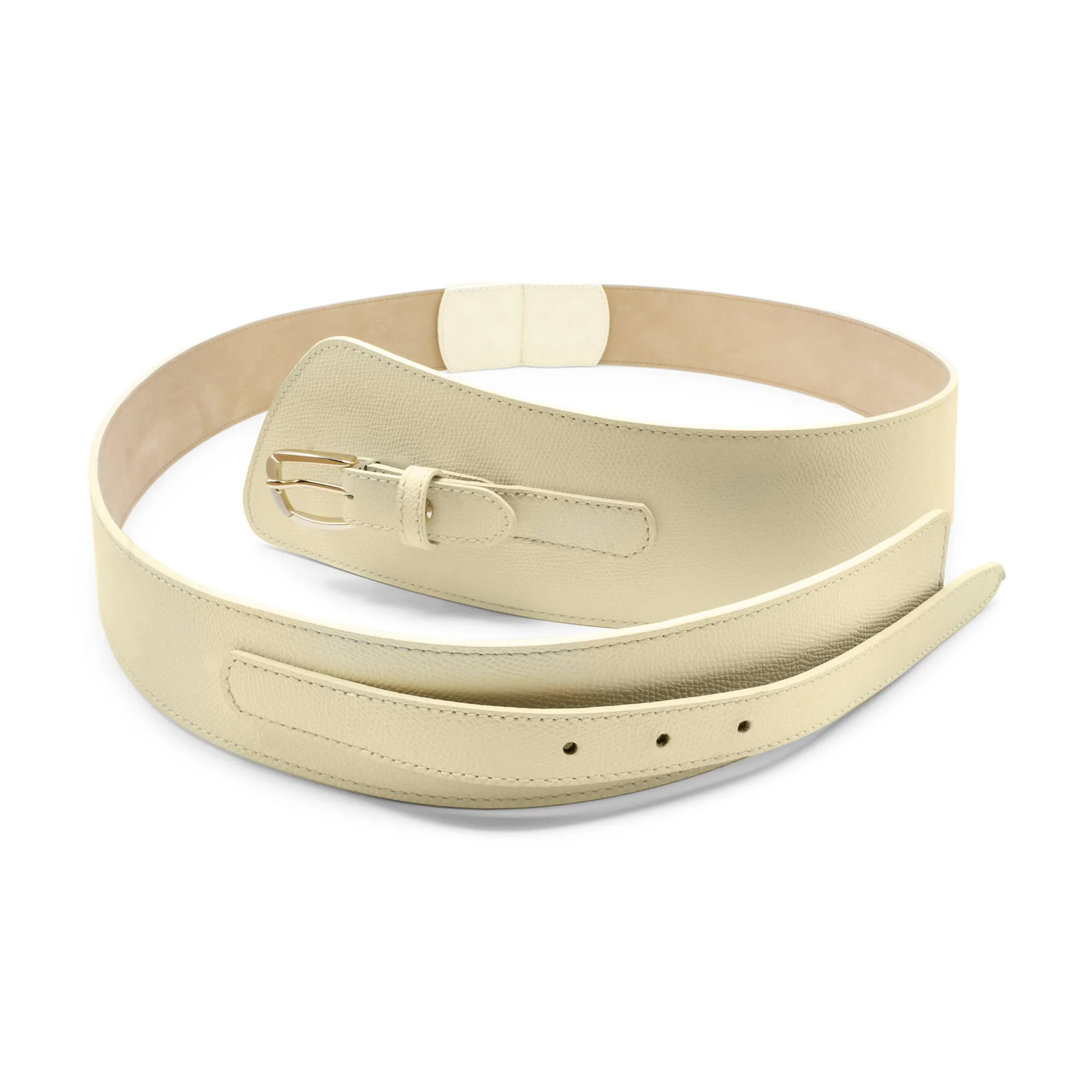 Cream Fonda Wide Asymmetric Belt