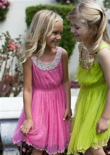 Cupcakes and Pastries Girls Pink Tulle Dress w/ Beaded Neckline