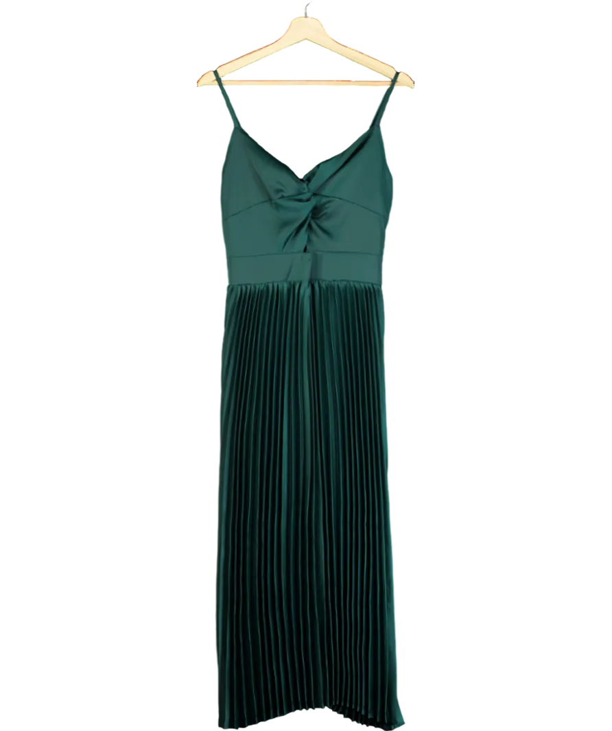 Cupshe Green Satin Evening Knot V-neck Maxi Dress UK S