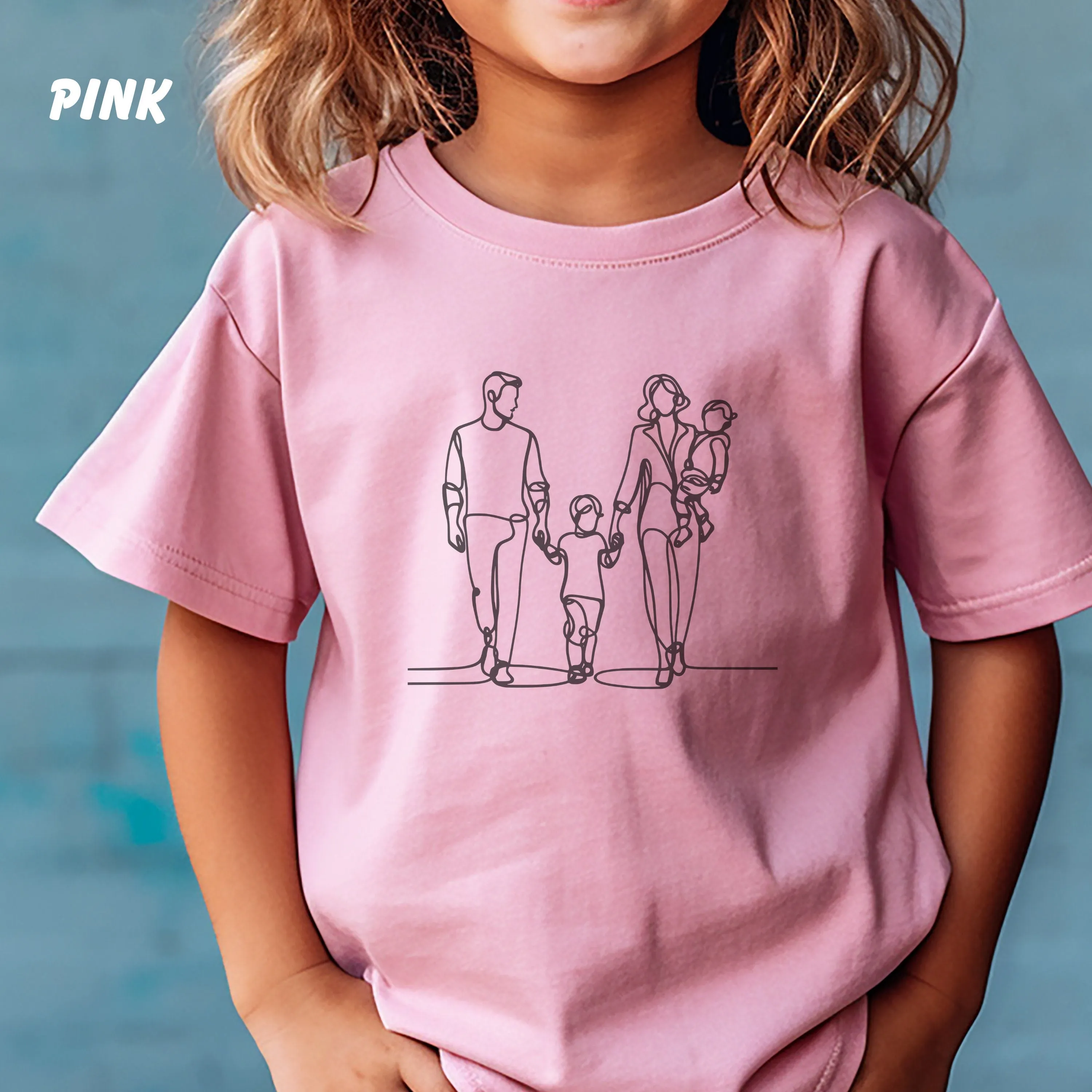 Custom Family of 4 Minimalist Family Line Art T-Shirt, Modern One Line Drawing Tee, Family Portrait Shirt, Kids Family Tee, Mother's Day