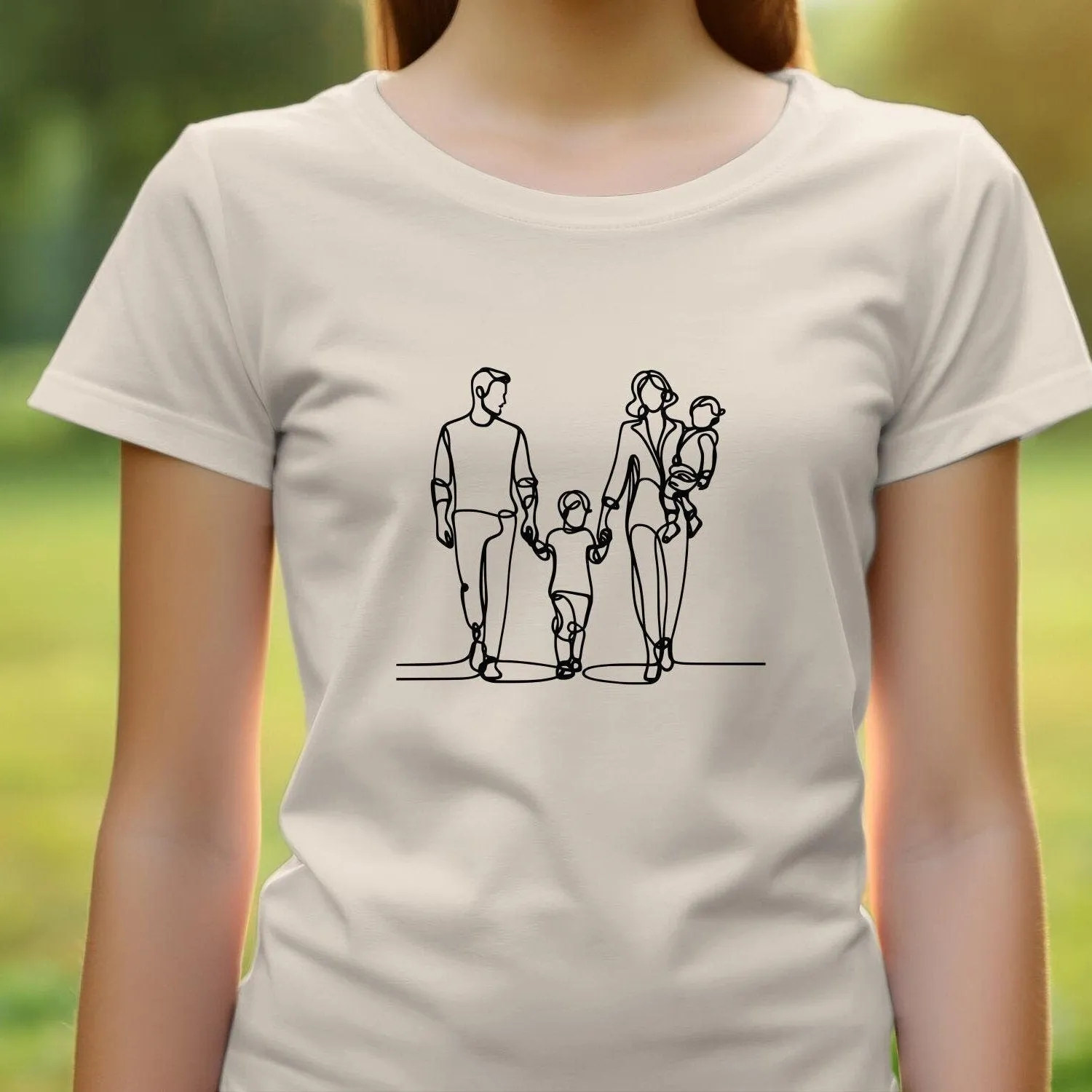 Custom Family of 4 Minimalist Family Line Art T-Shirt, Modern One Line Drawing Tee, Family Portrait Shirt, Kids Family Tee, Mother's Day