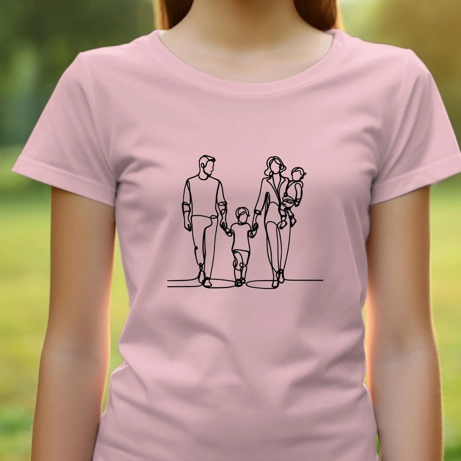 Custom Family of 4 Minimalist Family Line Art T-Shirt, Modern One Line Drawing Tee, Family Portrait Shirt, Kids Family Tee, Mother's Day