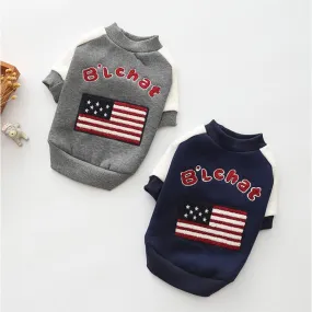 Cute USA Flag Design Warm Thick Coat Puppy Sweatshirt