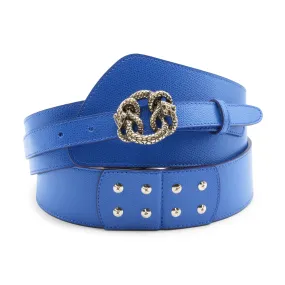 Denim Fonda Wide Asymmetric Snake Belt