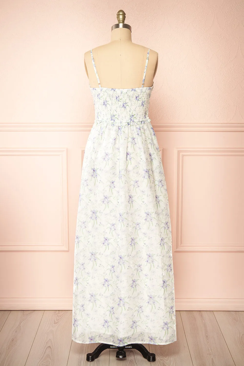 Diurnia | Shimmery Maxi Floral Dress w/ V-Neckline