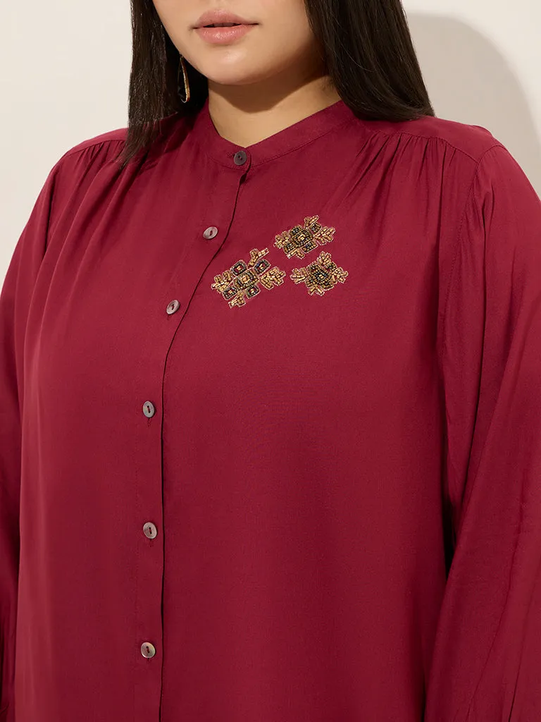 Diza Red Embellished Ethnic Tunic