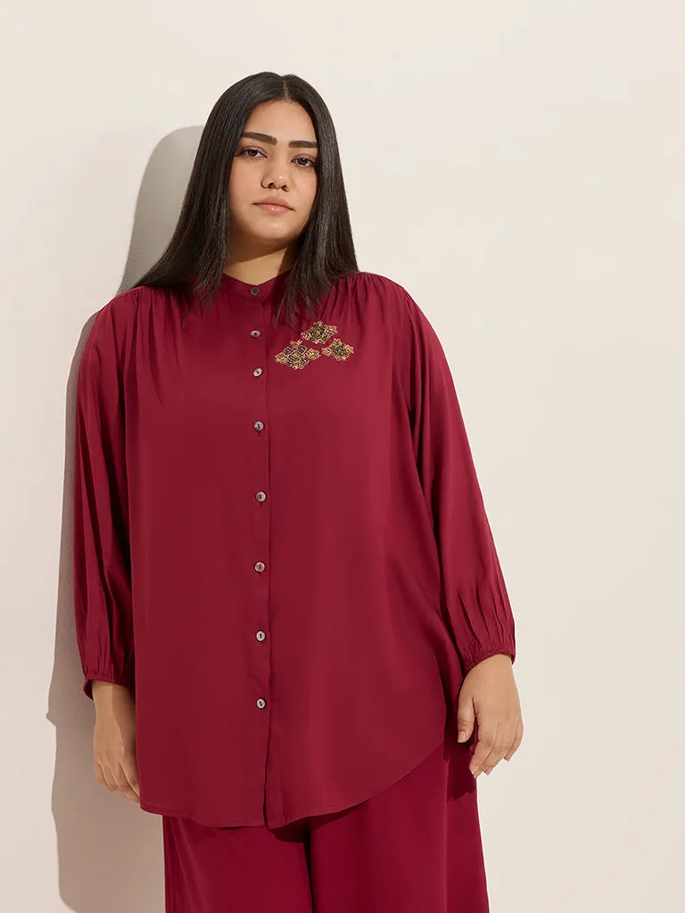 Diza Red Embellished Ethnic Tunic