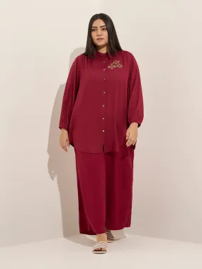 Diza Red Embellished Ethnic Tunic