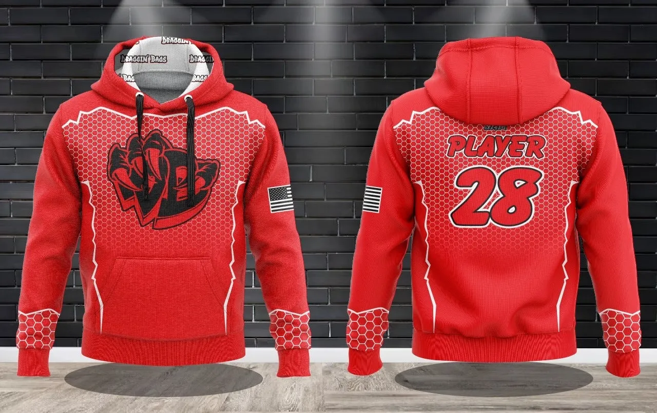 Draggin Bags Draggin Claw - Red Base Red/Black Claw Performance Hooded Sweatshirt