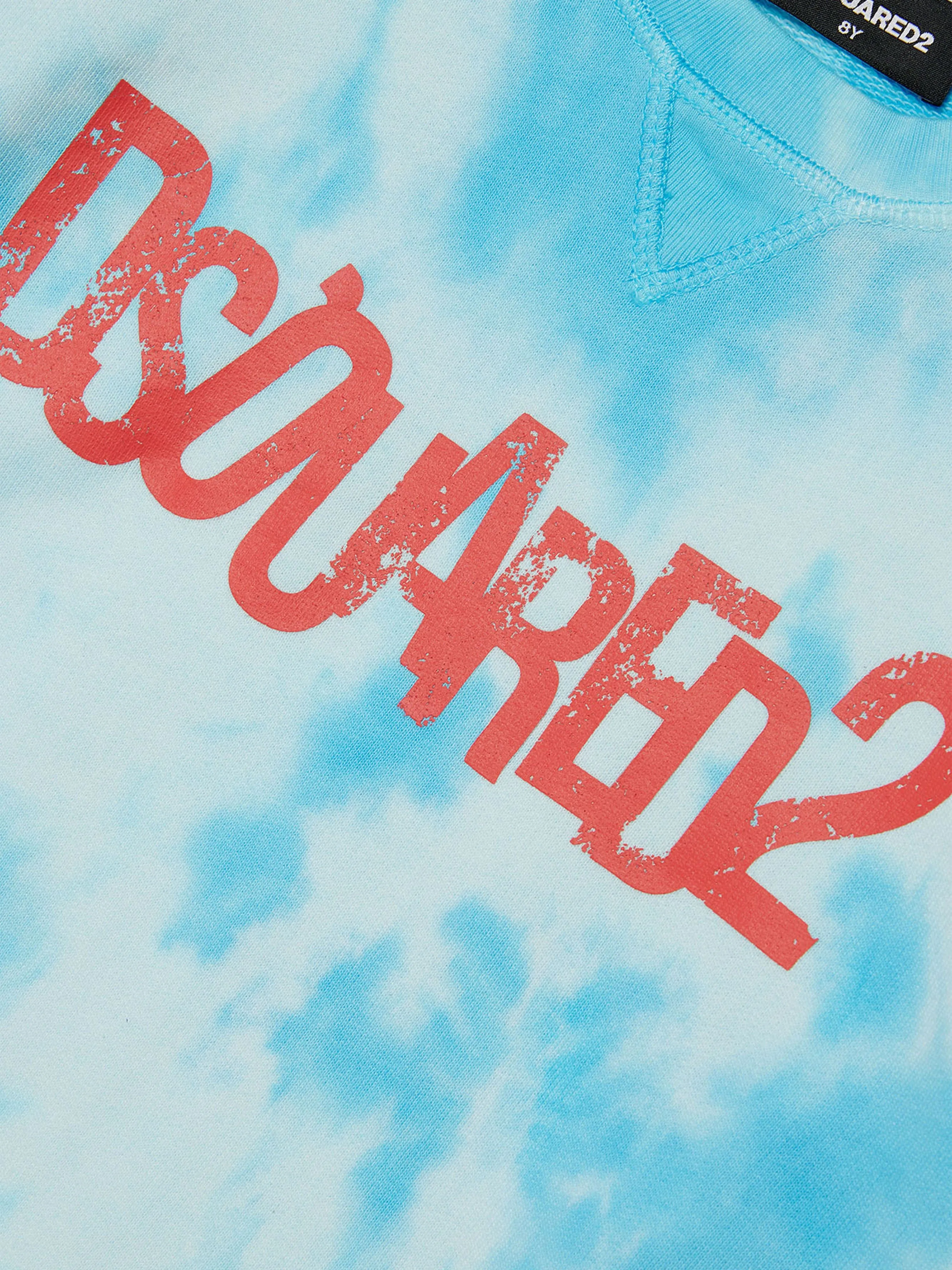 Dsquared2 Kids Tie-Dye Logo Sweatshirt in Blue