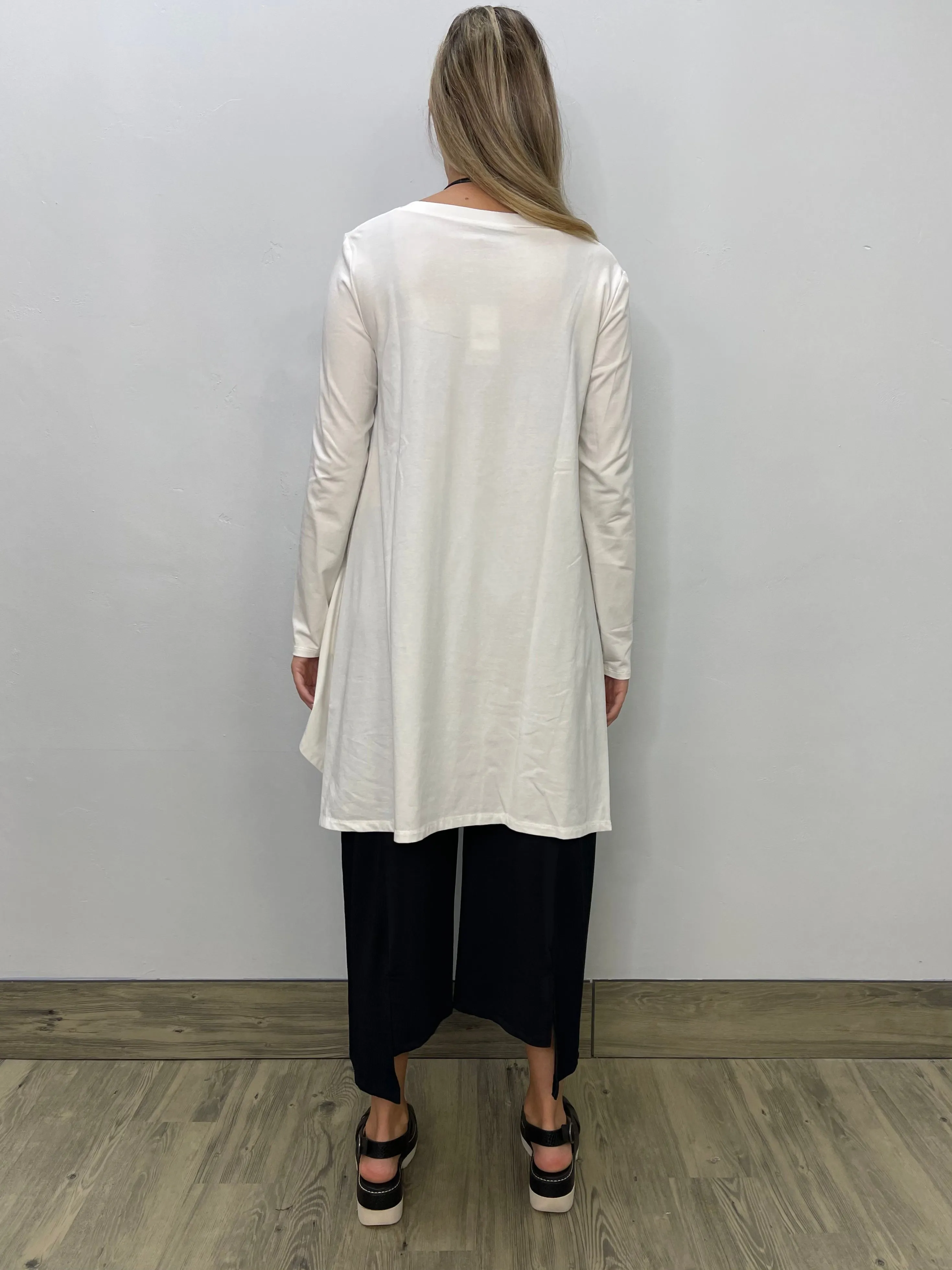 Ecru White V Neck Swing Tunic