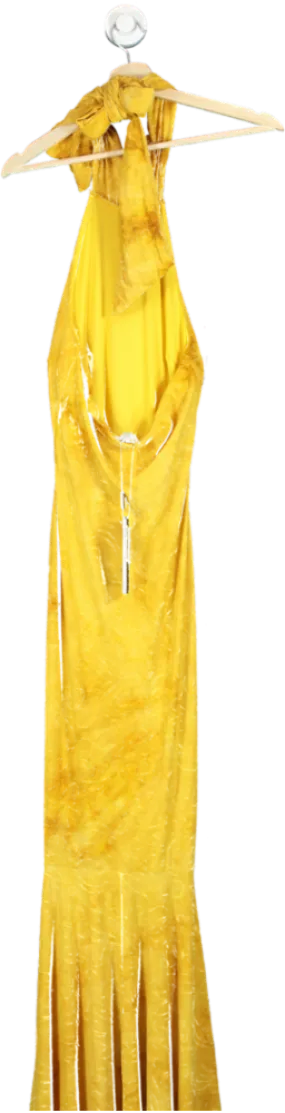 Fashion Nova Yellow Valinda Textured Maxi Dress UK S