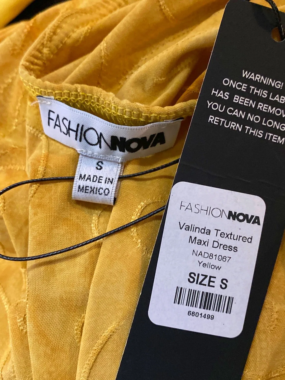 Fashion Nova Yellow Valinda Textured Maxi Dress UK S