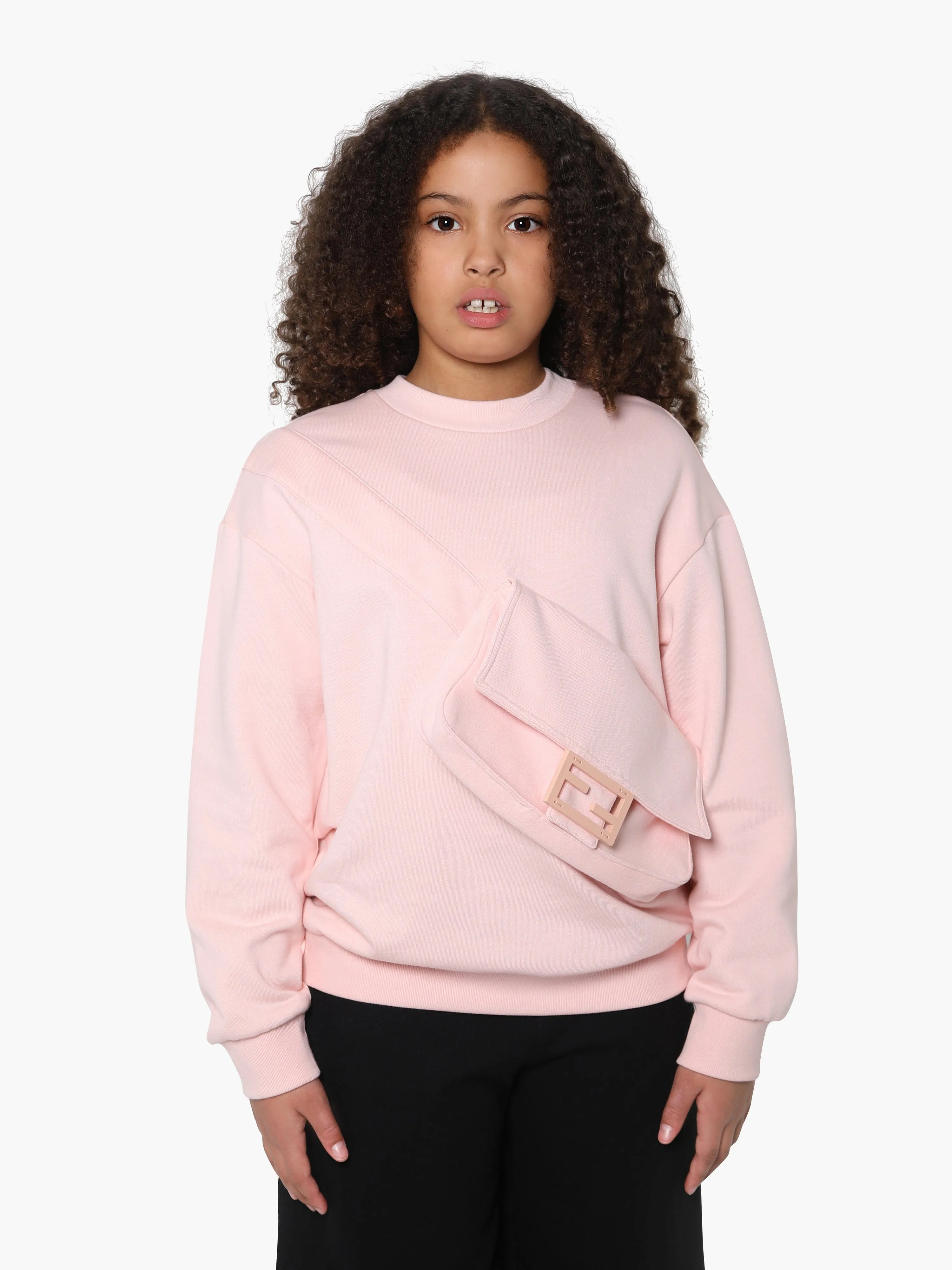 Fendi Girls Baguette Bag Sweatshirt in Pink