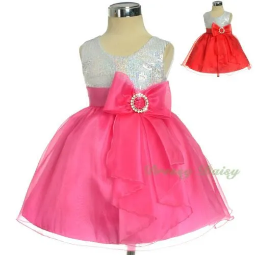 FG316 Girls' Sequined Wedding Flower Girl Formal Occasion Party Dress Up Size 12 Months - 4