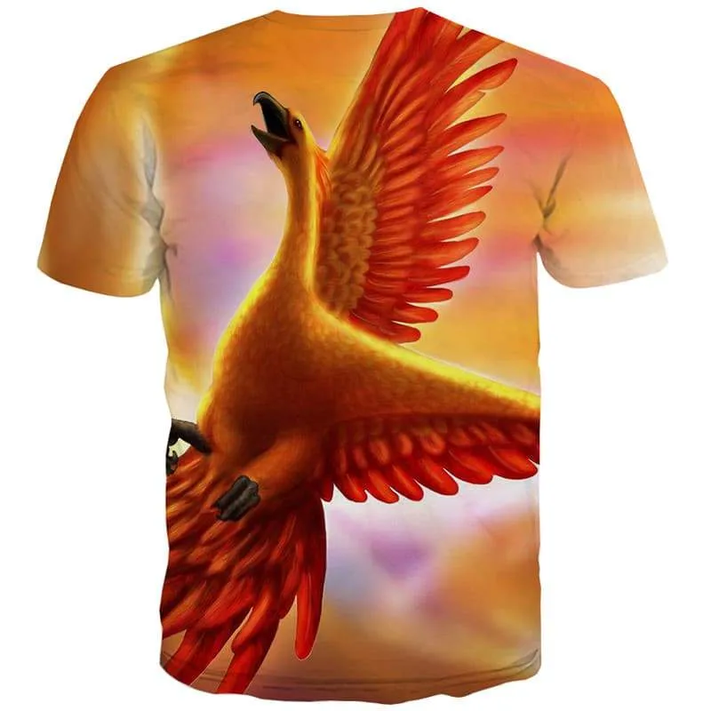 Flame T-shirt Men Phoenix Tshirts Cool Harajuku Tshirts Novelty Animal T-shirts 3d Hilarious Tshirt Printed