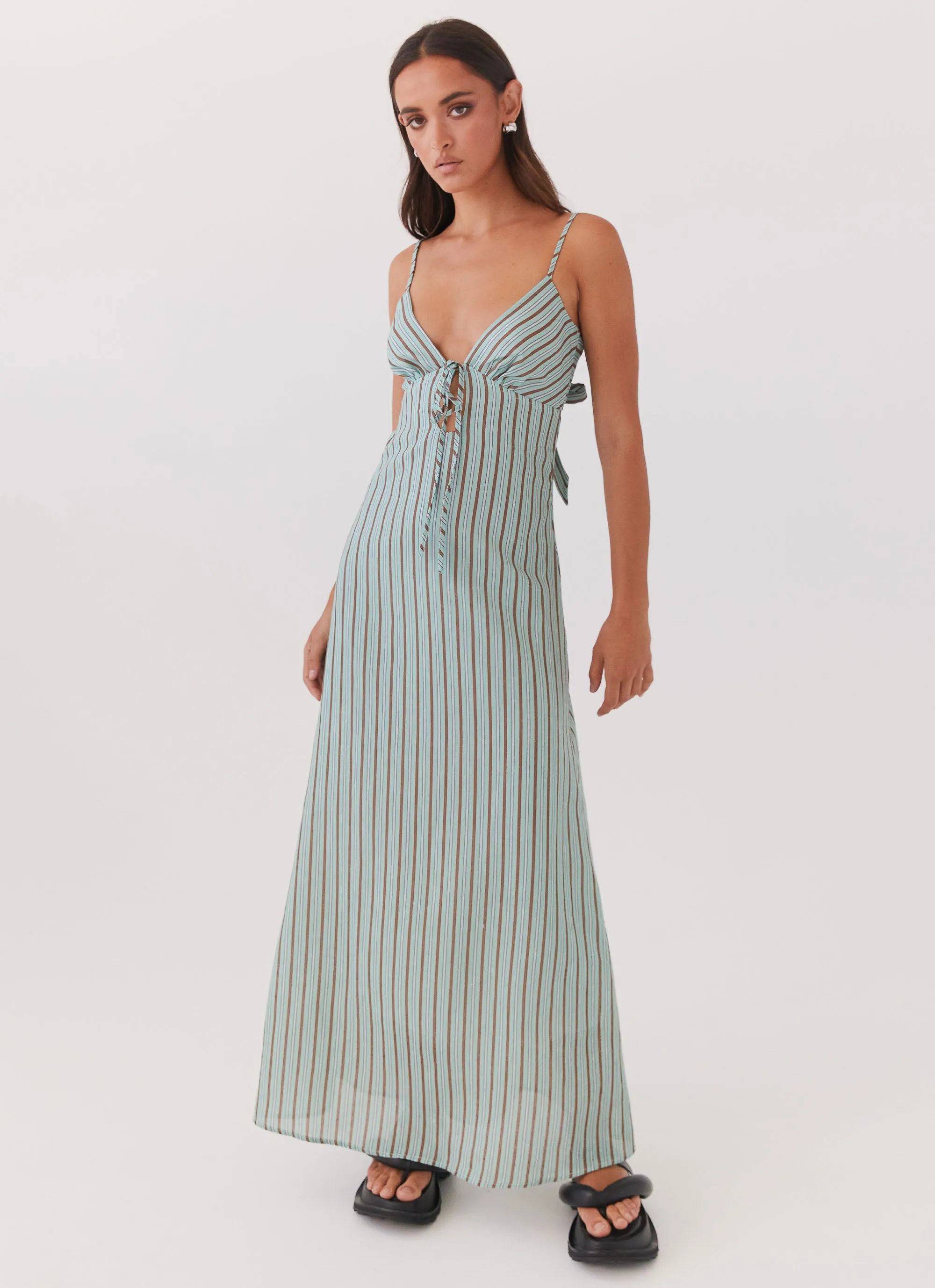 Flora Linen Maxi Dress - Coastal Stripe