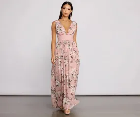 Floral Beauty Sleeveless Chiffon Maxi Dress