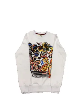 Floral Crew Sweatshirt - White