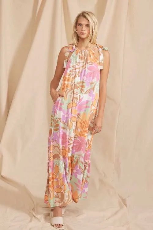 Floral Print Flowy Maxi Dress