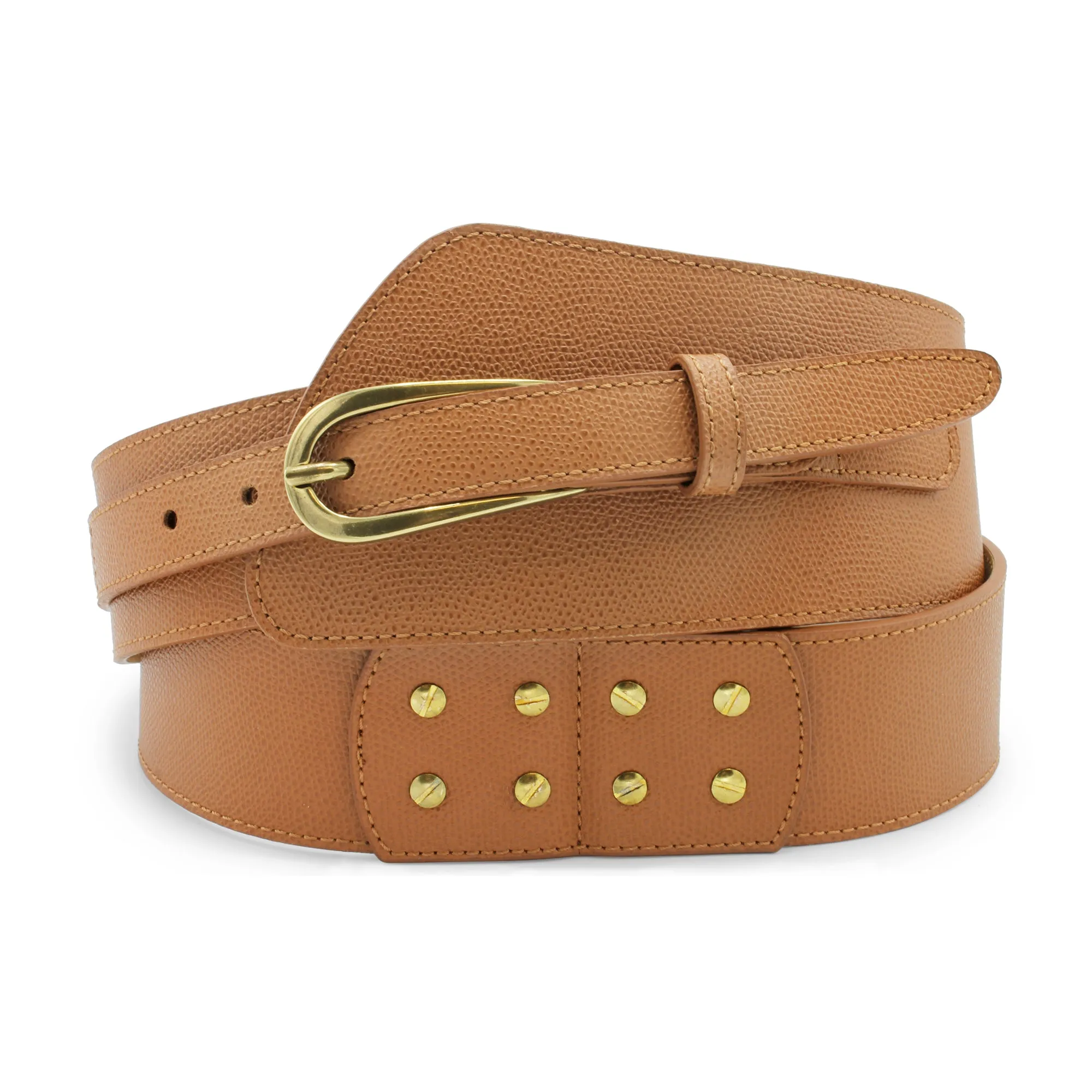 Fonda Assymetric Tan Wide Dauphin Belt