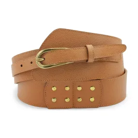 Fonda Assymetric Tan Wide Dauphin Belt