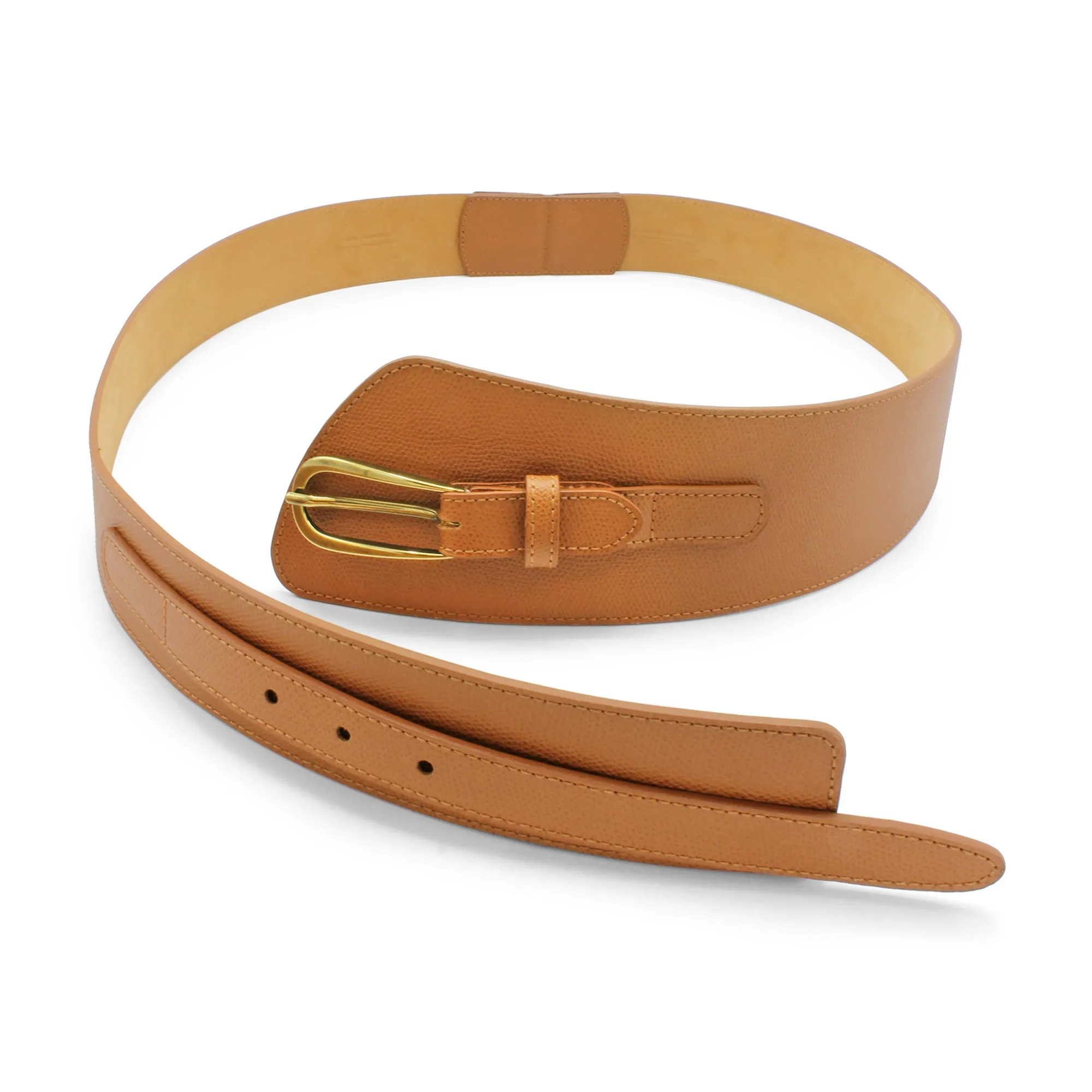 Fonda Assymetric Tan Wide Dauphin Belt