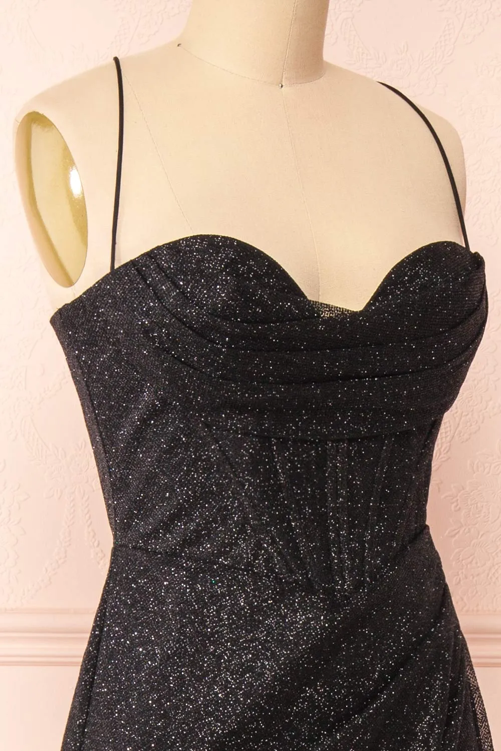 Frosti Black | Sparkly Cowl Neck Maxi Dress