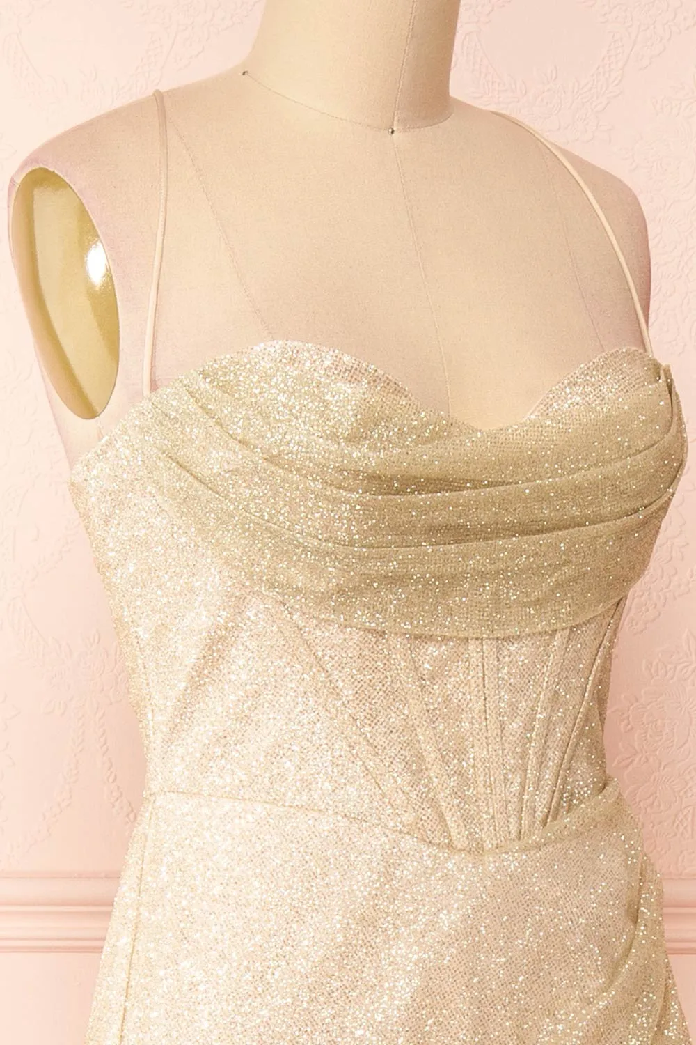 Frosti Champagne | Sparkly Cowl Neck Maxi Dress