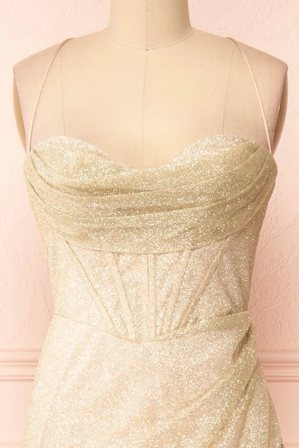 Frosti Champagne | Sparkly Cowl Neck Maxi Dress